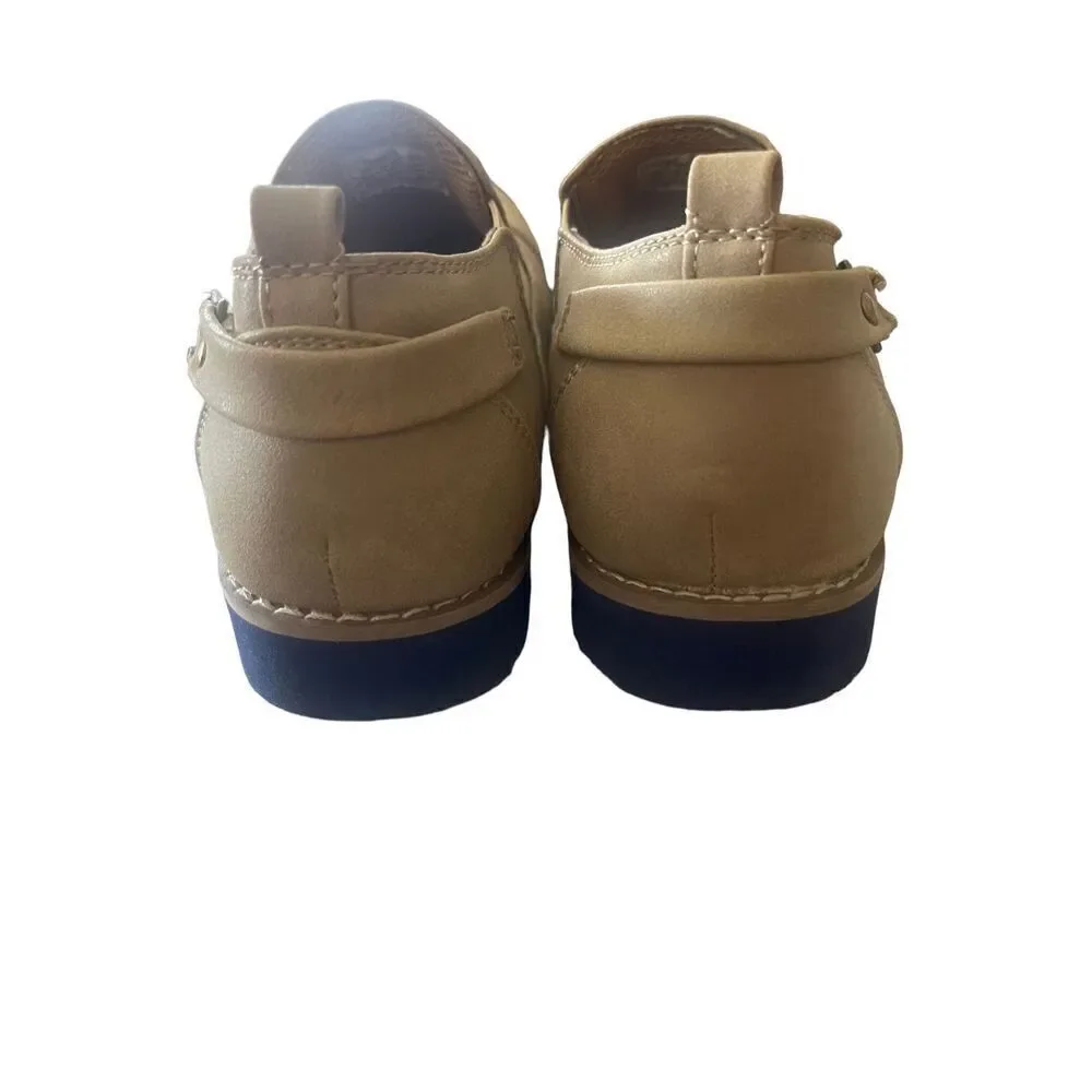 Deer Stags Kid's Leather Slip On Block Heel Loafer Comfort Shoes Size 6M